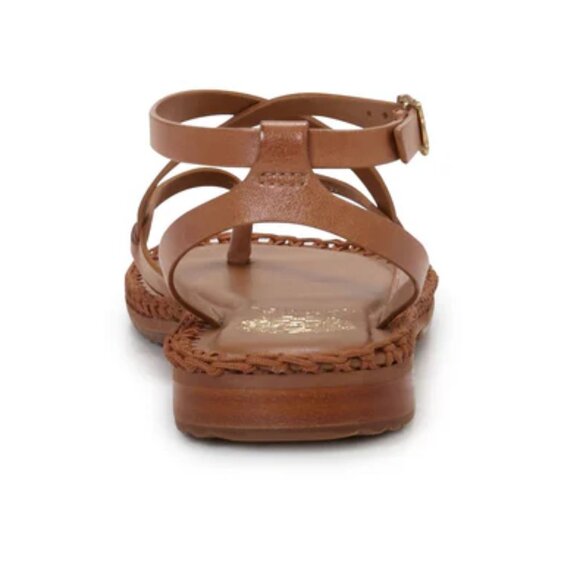 NEW VINCE CAMUTO Made In Brazil Leather Barey Flat Sandals Cognac 362mn - Picture 5 of 8